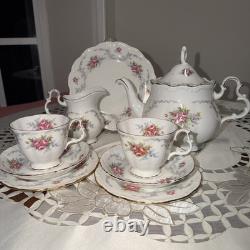 Royal Albert Tranquility Tea Set For Two Bone China 10 Pieces. Roses, England
