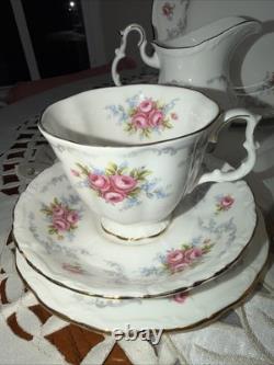 Royal Albert Tranquility Tea Set For Two Bone China 10 Pieces. Roses, England