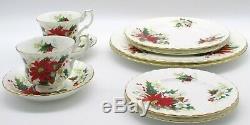 Royal Albert bone china Poinsettia service for 2 table setting 10 pcs England