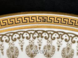 Royal Cauldon 1640 Lunch Plates 8 3/4 Set of 12 Bone China Gold & Grey Scroll