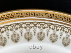 Royal Cauldon 1640 Lunch Plates 8 3/4 Set of 12 Bone China Gold & Grey Scroll
