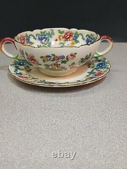 Royal Cauldon England Victoria V 7177 Soup Bowl And Saucer Set Of 10