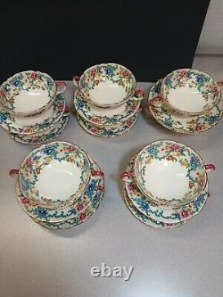 Royal Cauldon England Victoria V 7177 Soup Bowl And Saucer Set Of 10