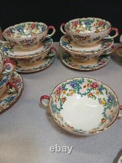 Royal Cauldon England Victoria V 7177 Soup Bowl And Saucer Set Of 10