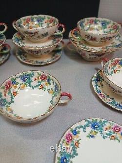 Royal Cauldon England Victoria V 7177 Soup Bowl And Saucer Set Of 10