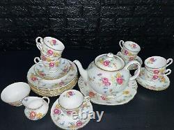 Royal Chelsea 3549a Rose Flower Tea Service for 8 Bone China English 28 Pieces