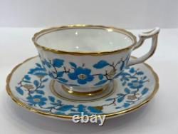 Royal Chelsea English Bone China Blue Floral Enamel Tea Cup Saucer Set England