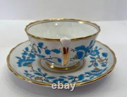 Royal Chelsea English Bone China Blue Floral Enamel Tea Cup Saucer Set England
