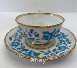 Royal Chelsea English Bone China Blue Floral Enamel Tea Cup Saucer Set England