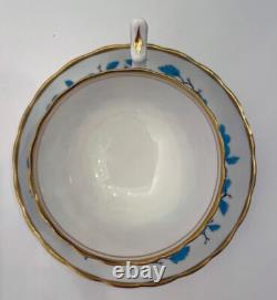 Royal Chelsea English Bone China Blue Floral Enamel Tea Cup Saucer Set England