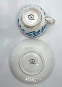 Royal Chelsea English Bone China Blue Floral Enamel Tea Cup Saucer Set England