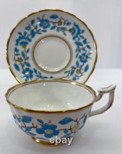 Royal Chelsea English Bone China Blue Floral Enamel Tea Cup Saucer Set England