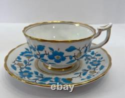 Royal Chelsea English Bone China Blue Floral Enamel Tea Cup Saucer Set England