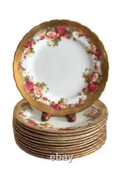 Royal Chelsea Golden Rose Fine Bone China 8 Salad Plates Set of 13