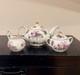 Royal Chelsea Spring Violets 3-Pc Bone China Tea Set Rare- mint condition