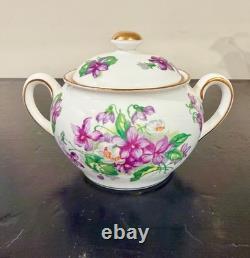Royal Chelsea Spring Violets 3-Pc Bone China Tea Set Rare- mint condition
