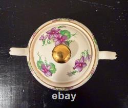 Royal Chelsea Spring Violets 3-Pc Bone China Tea Set Rare- mint condition