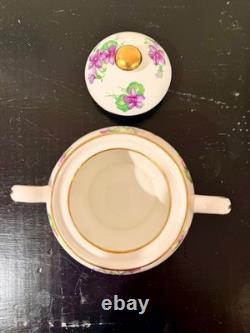 Royal Chelsea Spring Violets 3-Pc Bone China Tea Set Rare- mint condition