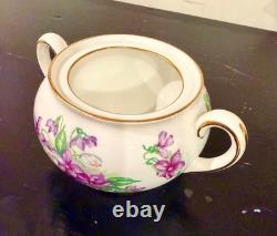Royal Chelsea Spring Violets 3-Pc Bone China Tea Set Rare- mint condition