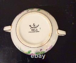 Royal Chelsea Spring Violets 3-Pc Bone China Tea Set Rare- mint condition