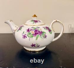 Royal Chelsea Spring Violets 3-Pc Bone China Tea Set Rare- mint condition