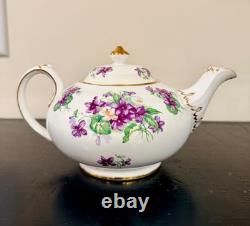 Royal Chelsea Spring Violets 3-Pc Bone China Tea Set Rare- mint condition