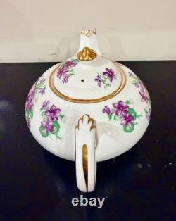 Royal Chelsea Spring Violets 3-Pc Bone China Tea Set Rare- mint condition