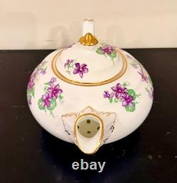 Royal Chelsea Spring Violets 3-Pc Bone China Tea Set Rare- mint condition