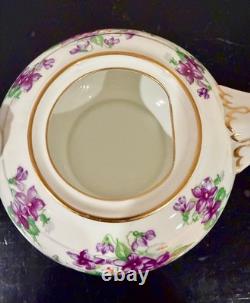Royal Chelsea Spring Violets 3-Pc Bone China Tea Set Rare- mint condition