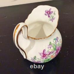 Royal Chelsea Spring Violets 3-Pc Bone China Tea Set Rare- mint condition
