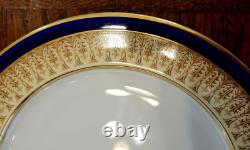Royal China Works Worcester Cobalt Gold 17Pc Dinner Plate Vegetable Tureen 6 Set