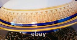 Royal China Works Worcester Cobalt Gold Covered Vegetable Tureen & Lid Set Rare