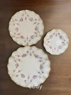 Royal Crown Derby Antoinette Dinner Salad Plate B&B A1225 3 Pc Set Bone China