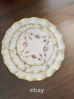 Royal Crown Derby Antoinette Dinner Salad Plate B&B A1225 3 Pc Set Bone China