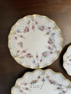 Royal Crown Derby Antoinette Dinner Salad Plate B&B A1225 3 Pc Set Bone China