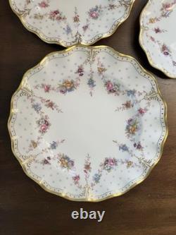 Royal Crown Derby Antoinette Dinner Salad Plate B&B A1225 3 Pc Set Bone China