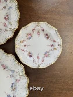 Royal Crown Derby Antoinette Dinner Salad Plate B&B A1225 3 Pc Set Bone China