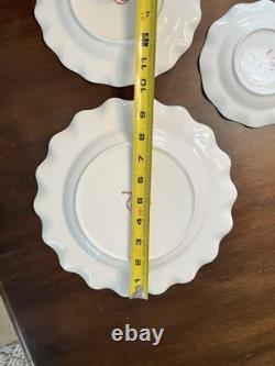 Royal Crown Derby Antoinette Dinner Salad Plate B&B A1225 3 Pc Set Bone China