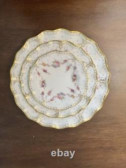 Royal Crown Derby Antoinette Dinner Salad Plate B&B A1225 3 Pc Set Bone China