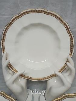 Royal Crown Derby CARLTON GOLD set of four Rimmed Soup Bowls Bone China (Mint)