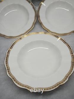 Royal Crown Derby CARLTON GOLD set of four Rimmed Soup Bowls Bone China (Mint)
