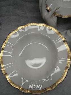 Royal Crown Derby CARLTON GOLD set of four Rimmed Soup Bowls Bone China (Mint)