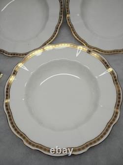 Royal Crown Derby CARLTON GOLD set of four Rimmed Soup Bowls Bone China (Mint)