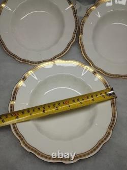 Royal Crown Derby CARLTON GOLD set of four Rimmed Soup Bowls Bone China (Mint)