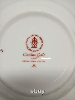 Royal Crown Derby CARLTON GOLD set of four Rimmed Soup Bowls Bone China (Mint)