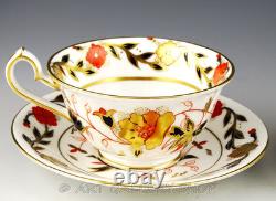 Royal Crown Derby England #8687 ASIAN ROSE FOOTED CUPS AND SAUCERS Set of 4