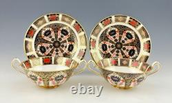Royal Crown Derby England OLD IMARI CREAM SOUP CUPS BOWLS AND SAUCERS Set 2 Mint