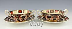 Royal Crown Derby England OLD IMARI CREAM SOUP CUPS BOWLS AND SAUCERS Set 2 Mint