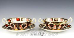 Royal Crown Derby England OLD IMARI CREAM SOUP CUPS BOWLS AND SAUCERS Set 2 Mint