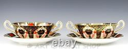 Royal Crown Derby England OLD IMARI CREAM SOUP CUPS BOWLS AND SAUCERS Set 2 Mint